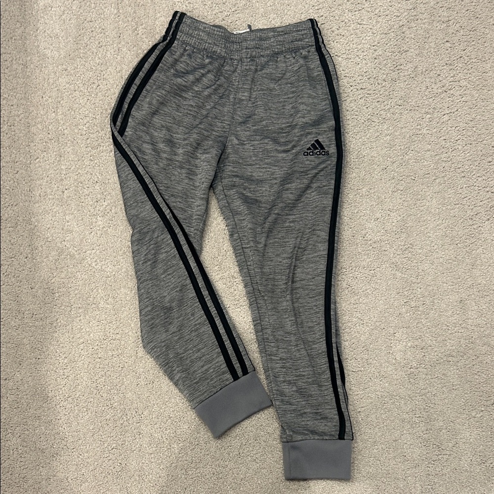Adidas Kids Gray Joggers with Black Accents